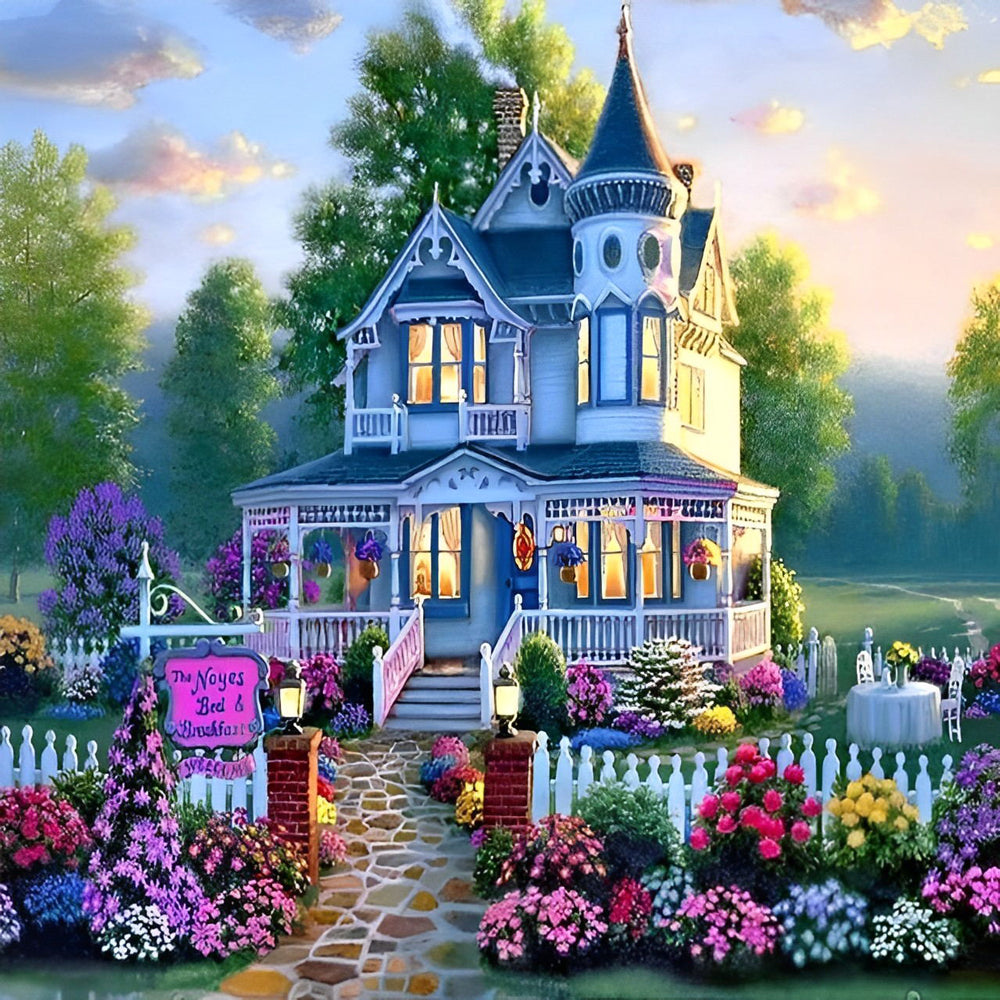 The Villa Among Flowers Diamond Painting