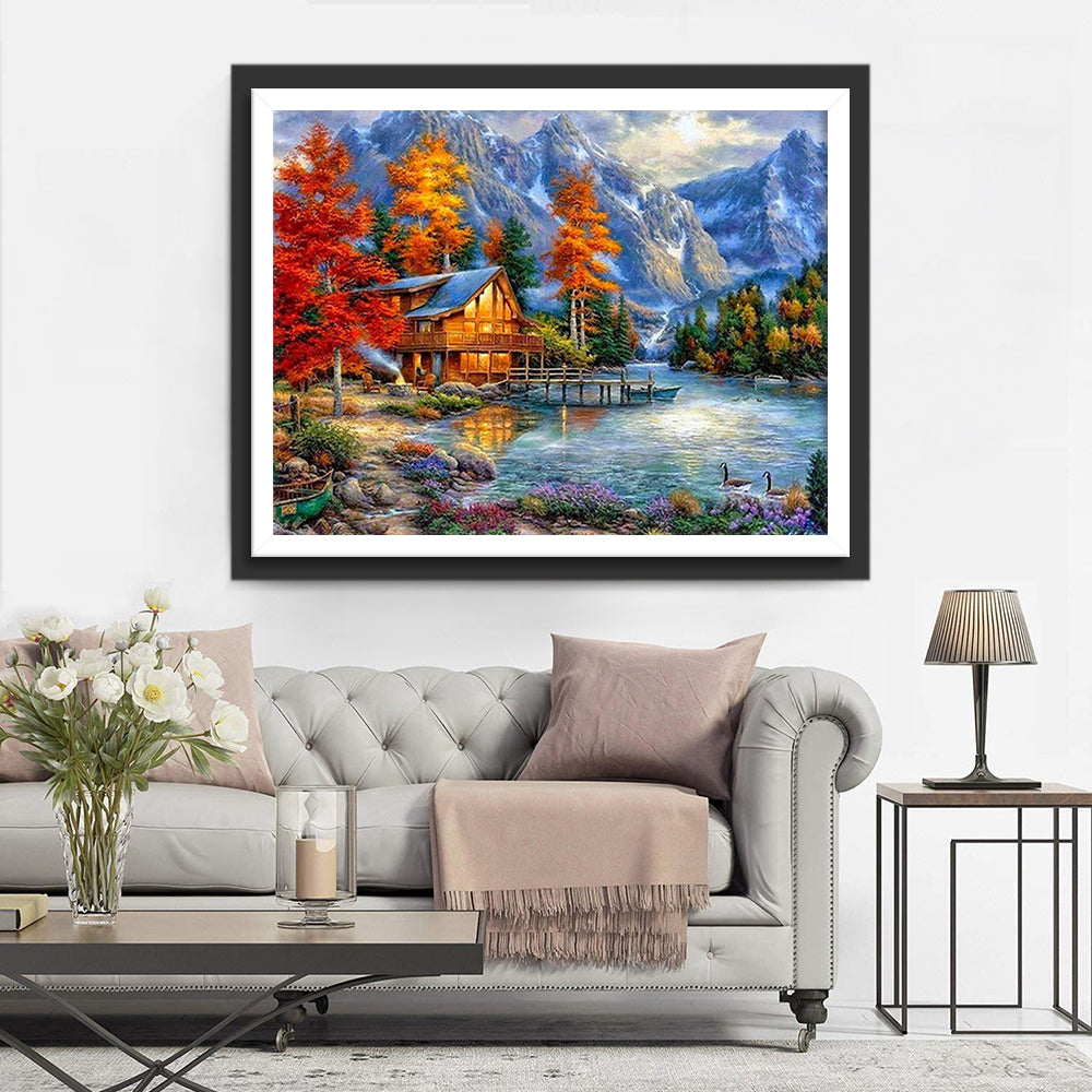 Chalet at the Foot of the Mountain Diamond Painting