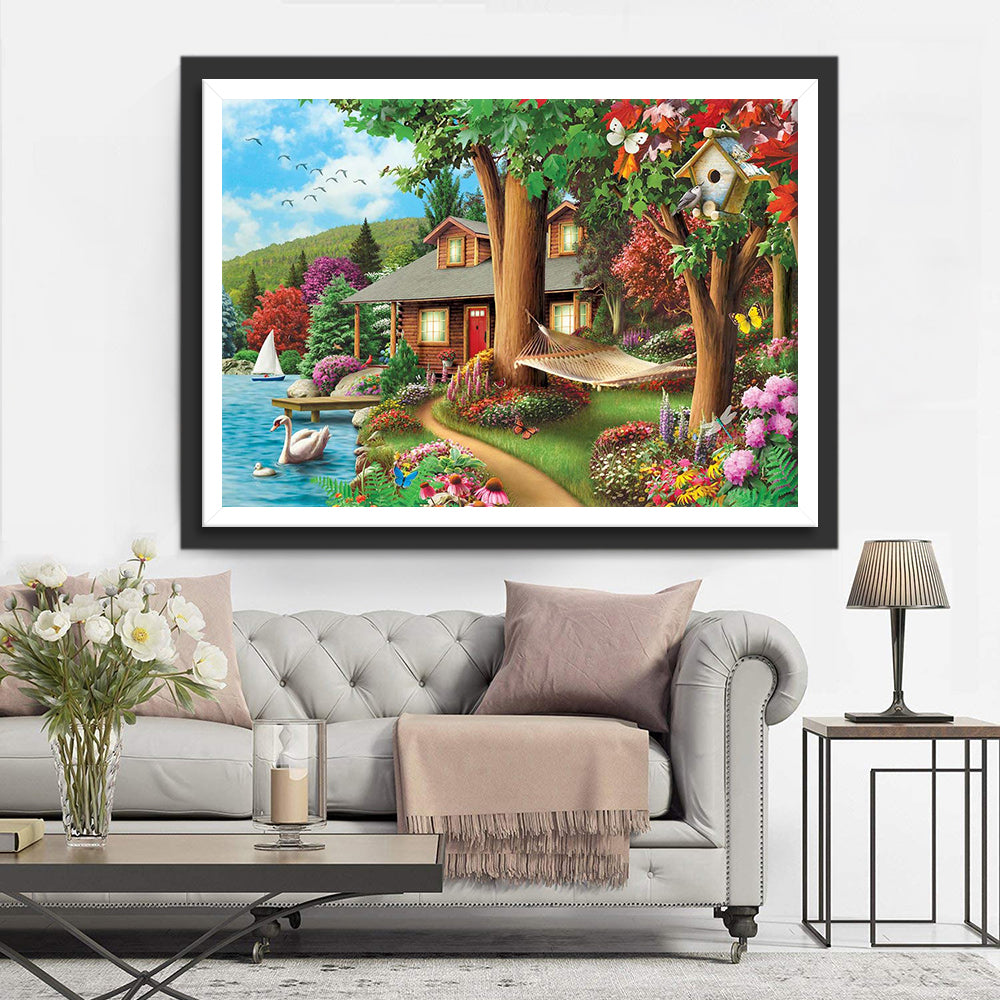 Swan and House Diamond Painting