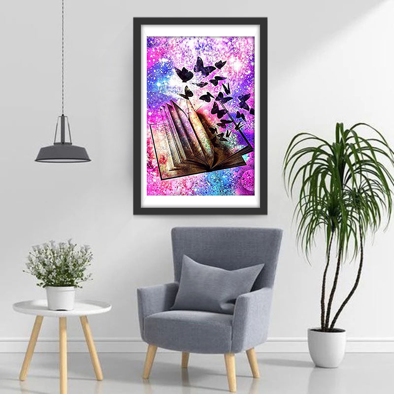 Butterflies and Book in the Fantasy World Diamond Painting