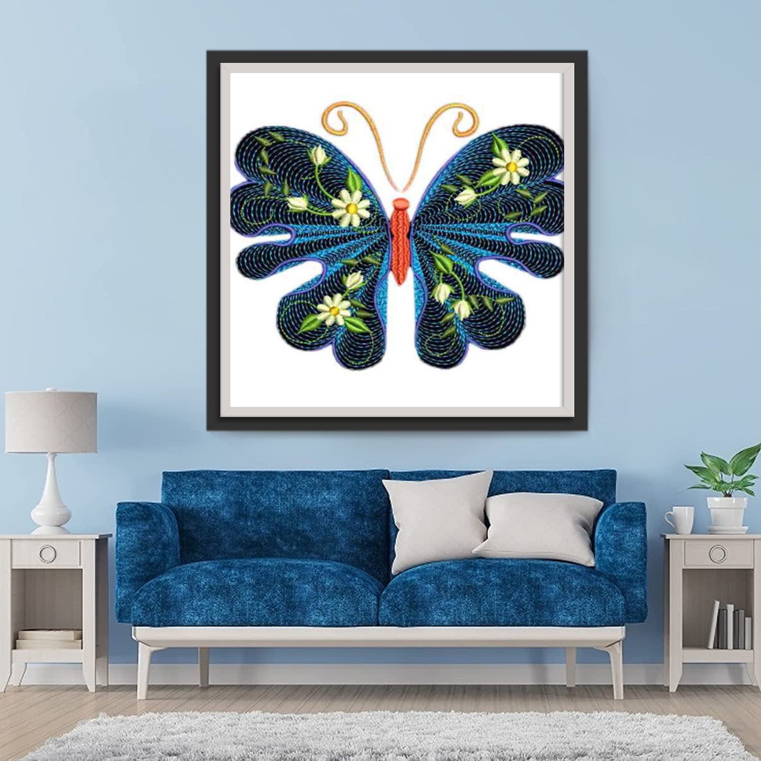 Black and Blue Butterfly Diamond Painting