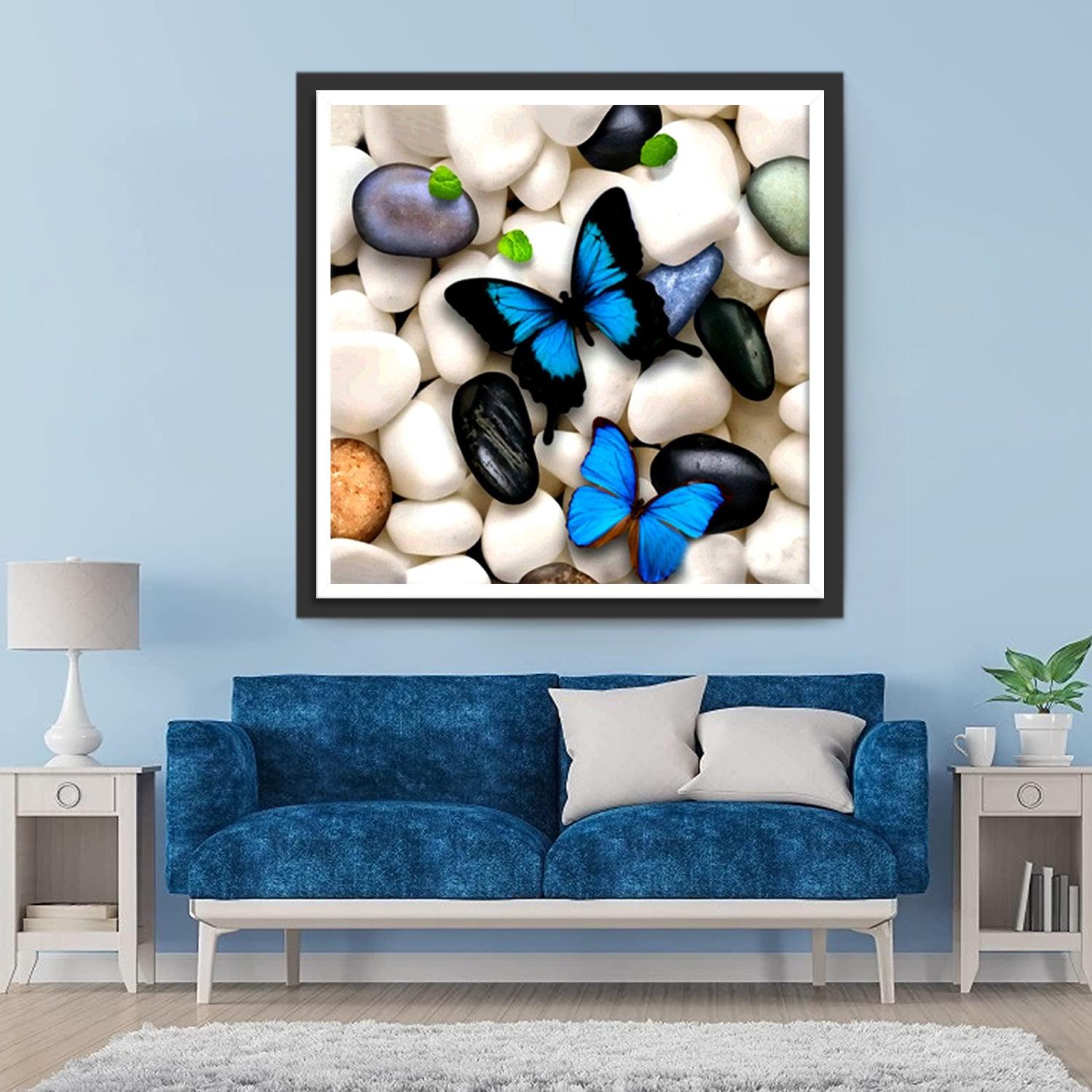 Butterflies and White Stones Diamond Painting