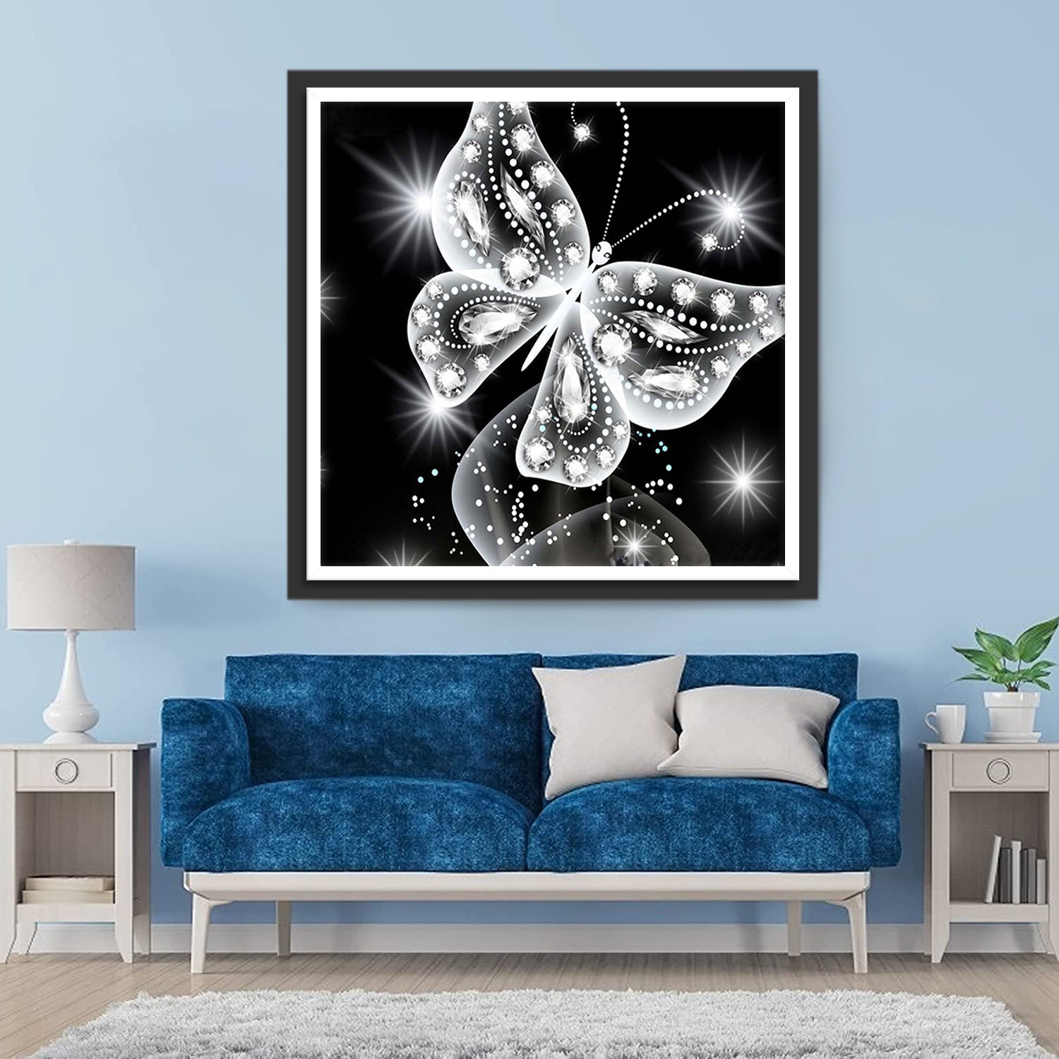 White and Black Butterfly Diamond Painting