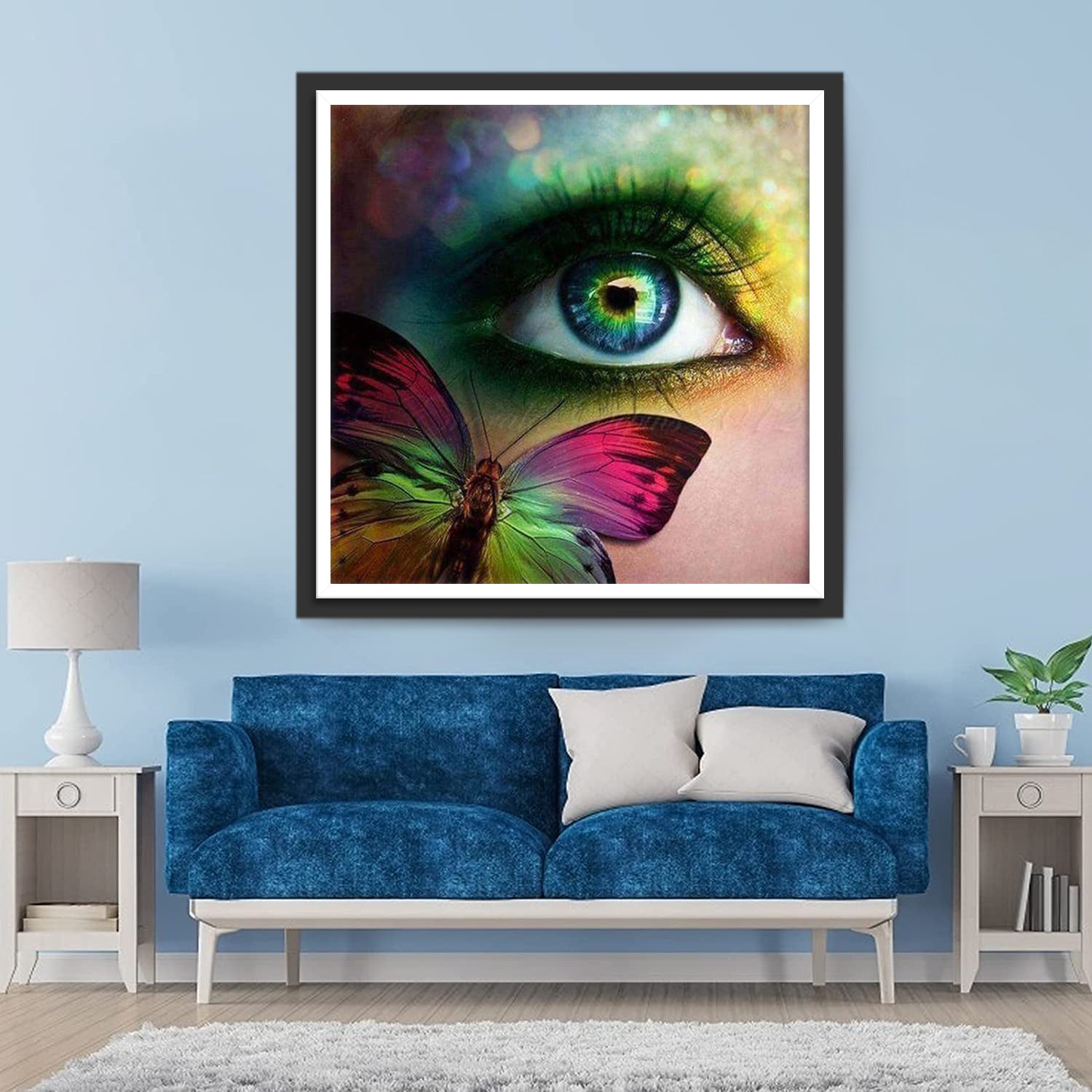 Green-Red Butterfly and Green-Blue Eye Diamond Painting
