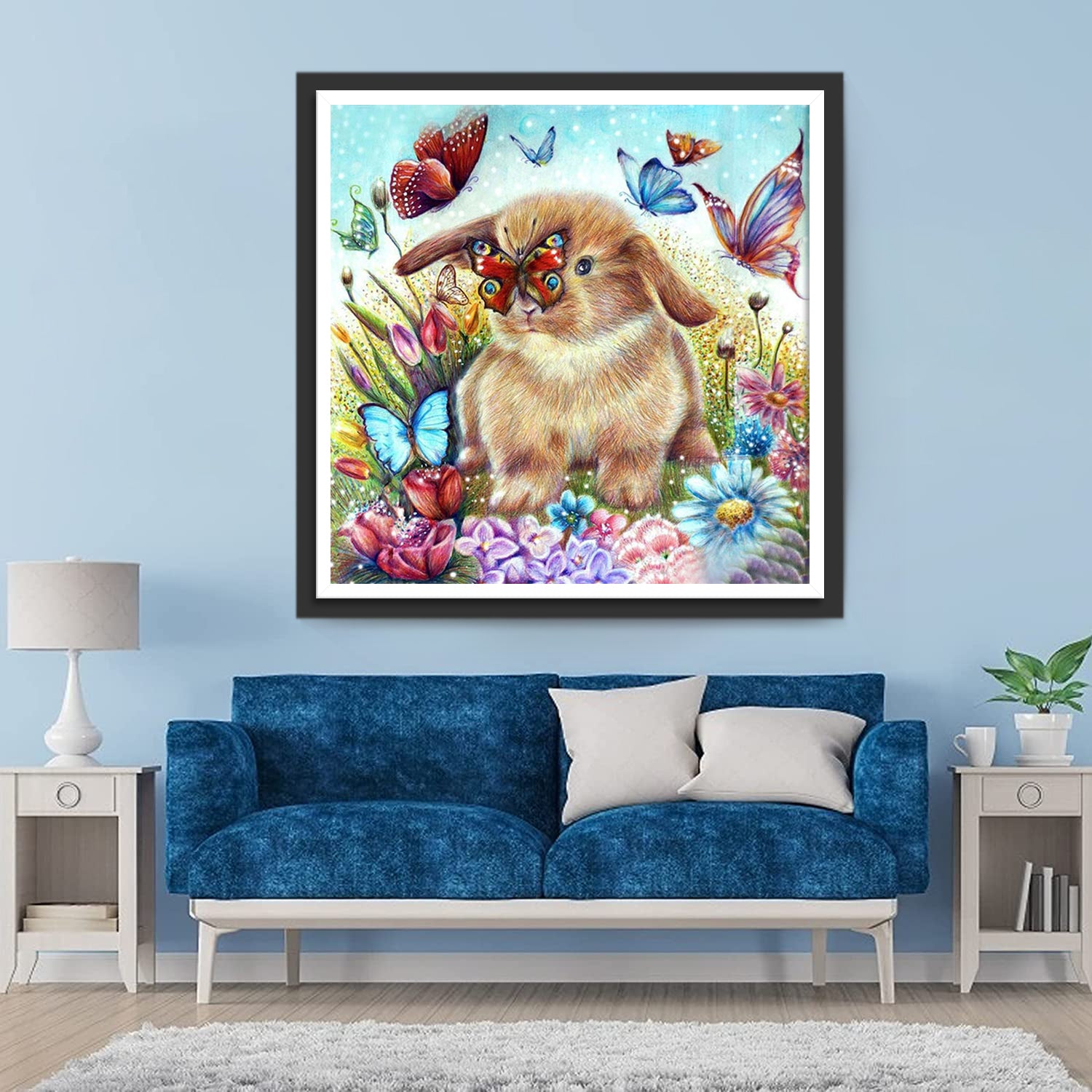 Butterflies and Brown Rabbit Diamond Painting