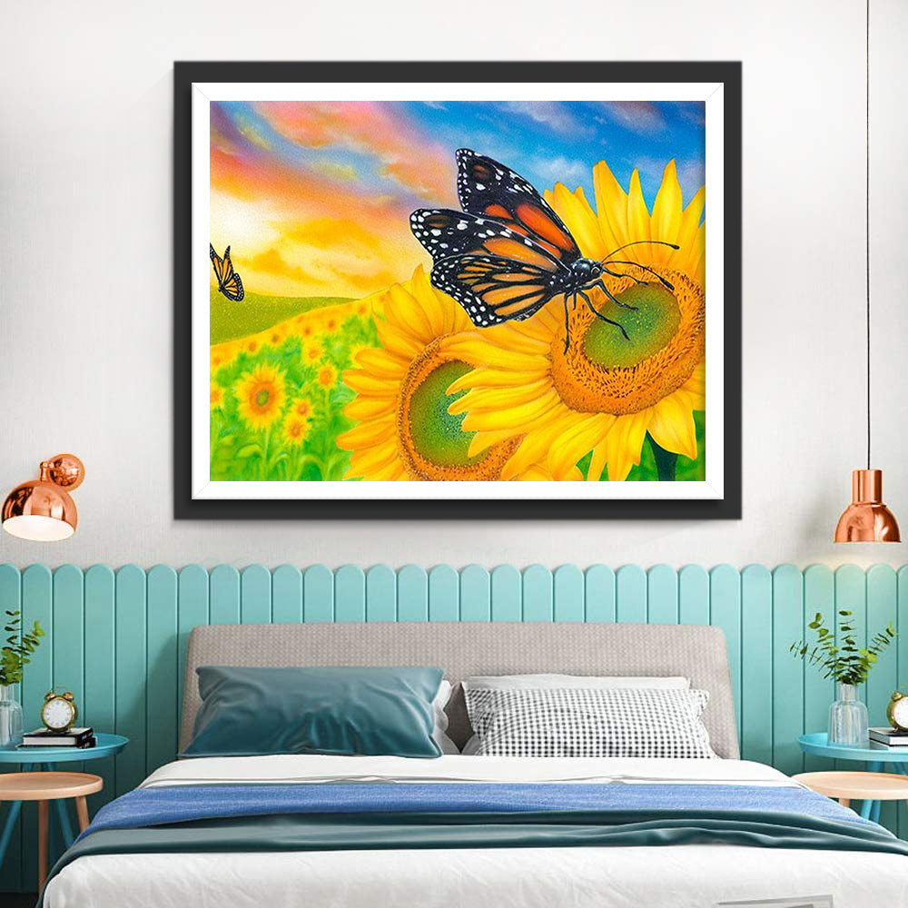 Butterflies and Sunflowers Diamond Painting