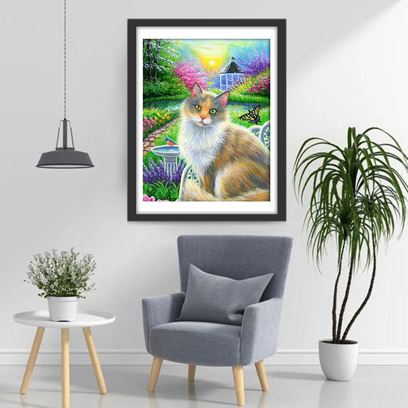 Pretty Cat and Garden Diamond Painting