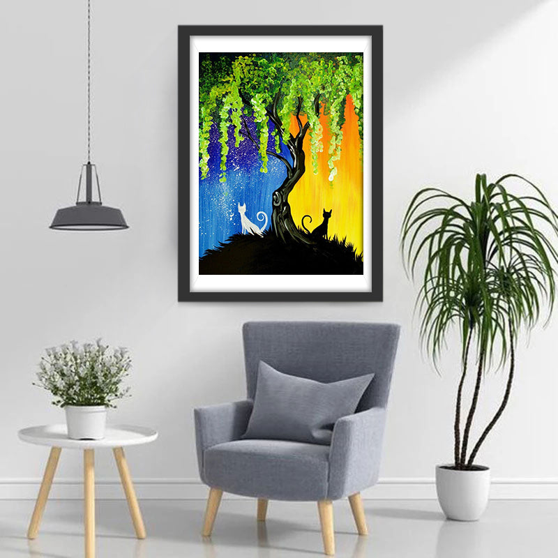 Day and Night Cats Willow Tree Diamond Painting