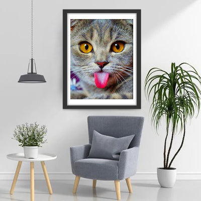 Cat Sticking out his Tongue 5D DIY Diamond Painting Kits