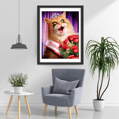 Drag Queen Cat and Roses Diamond Painting