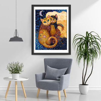 Moon Cats Selfie Diamond Painting