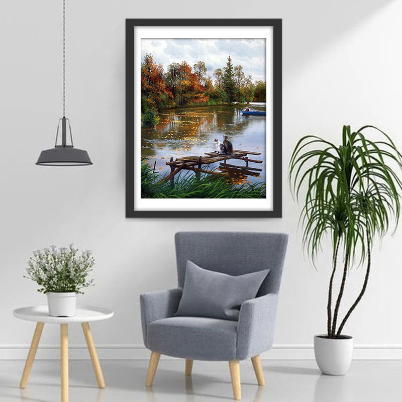 Cats on Jetty Diamond Painting