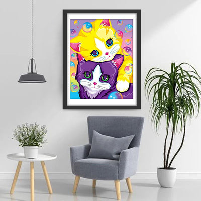 Yellow Cat and Purple Cat Diamond Painting