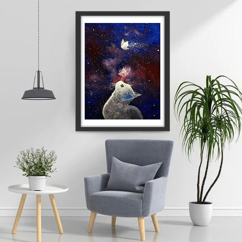 Light Butterfly and Cat Diamond Painting