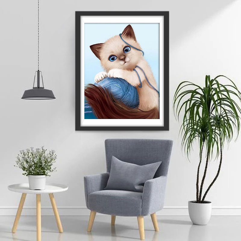 Siamese Kitten and Ball of Yarn Diamond Painting