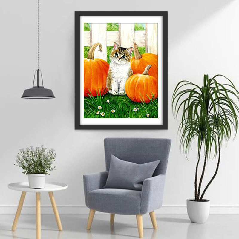 Pumpkins and Kitty Diamond Painting