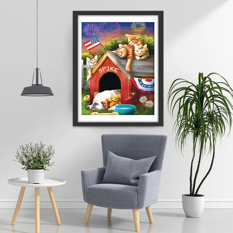American Cats and Dog Diamond Painting