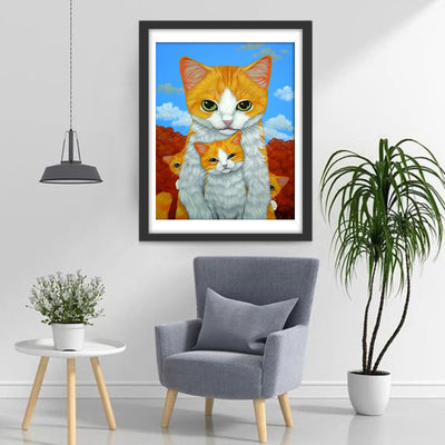 Mum Cat and Her Babies Diamond Painting