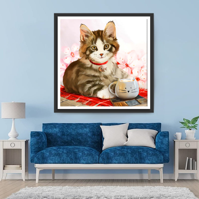 Kitty and Cup of Cat Diamond Painting