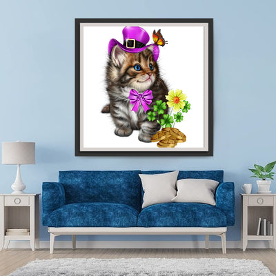 Cat with Purple Hat Diamond Painting