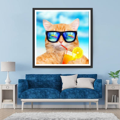 Orange Cat on Vacation Diamond Painting