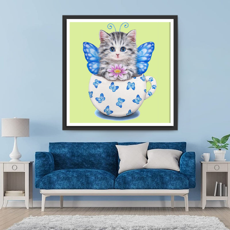 Butterfly Cat in Mug Diamond Painting