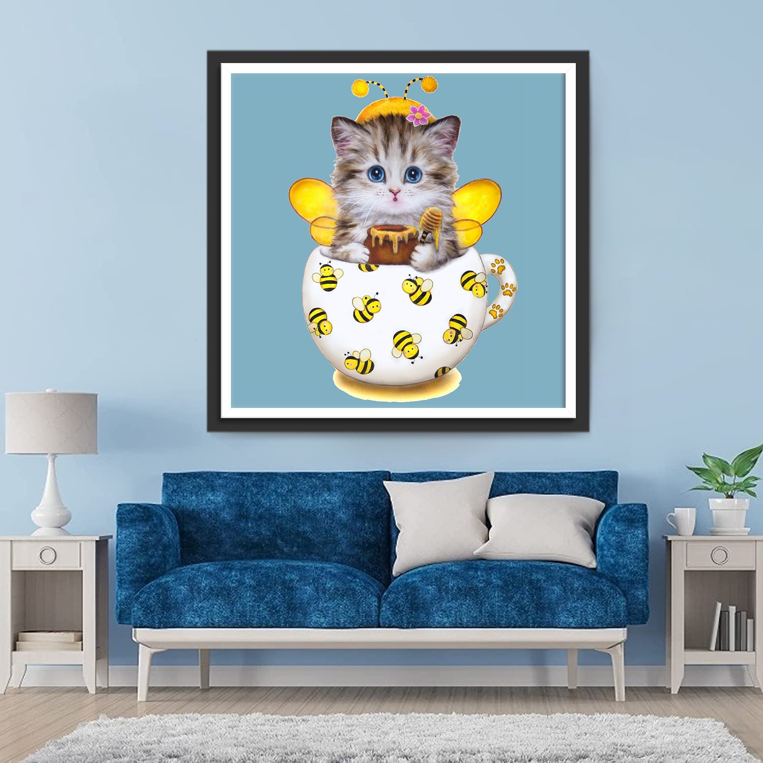 Bee Kitten in Mug Diamond Painting