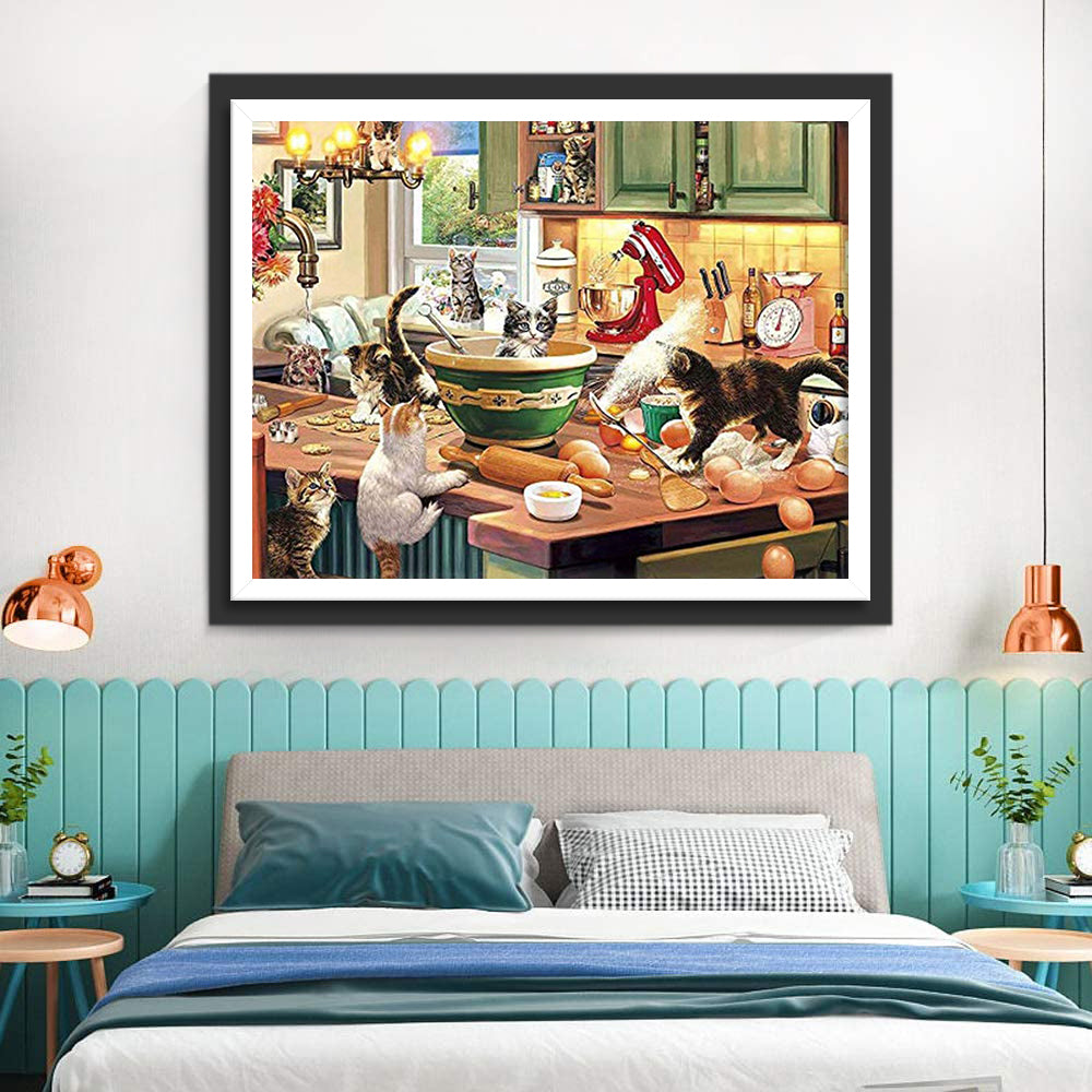 Kitten Kitchen Capers Diamond Painting
