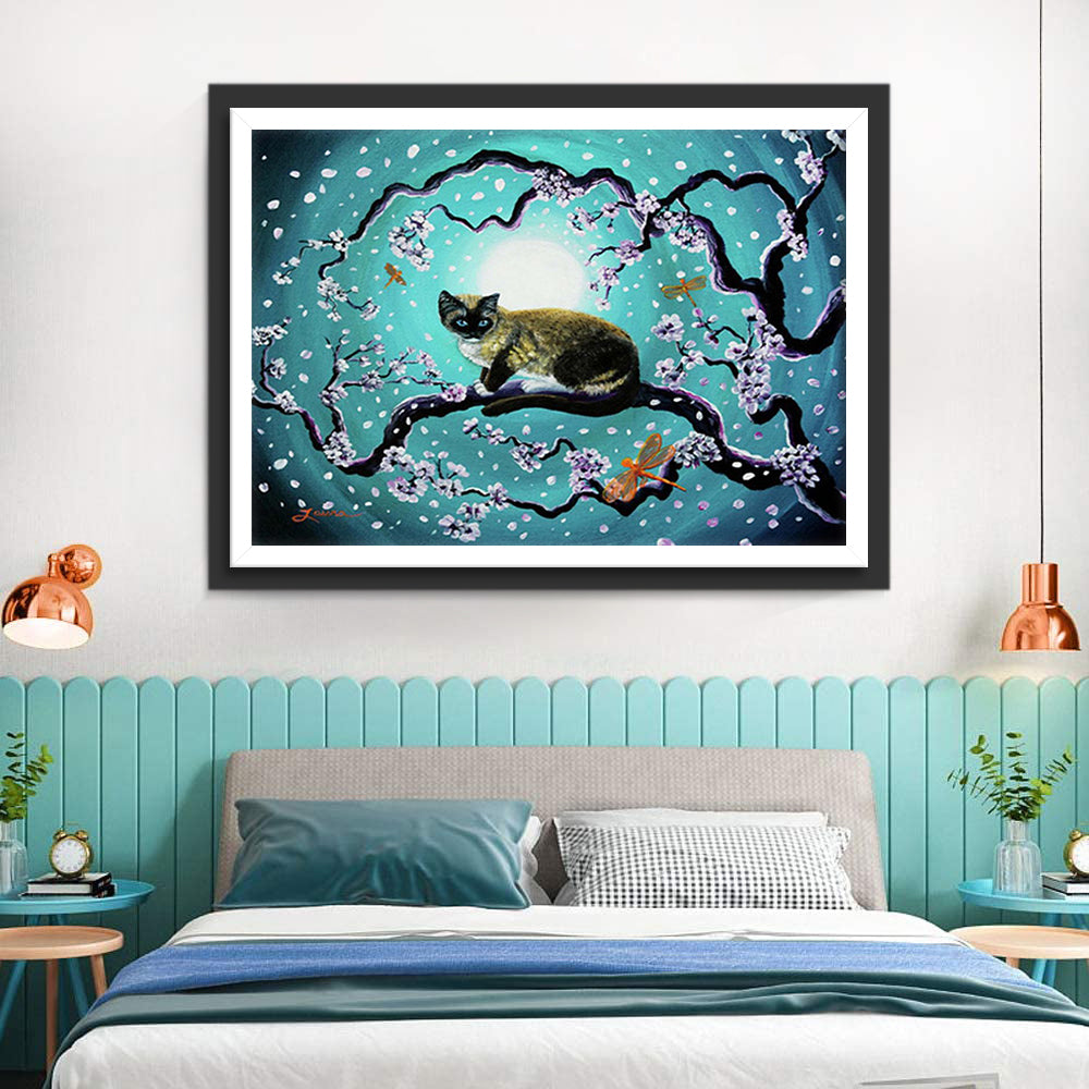 Siamese Cat on Branch Diamond Painting
