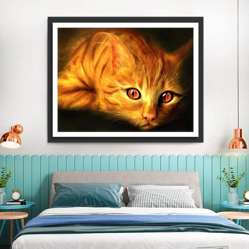 Cat with Red Eyes Diamond Painting