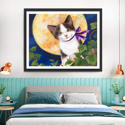 Cat and Moon Diamond Painting