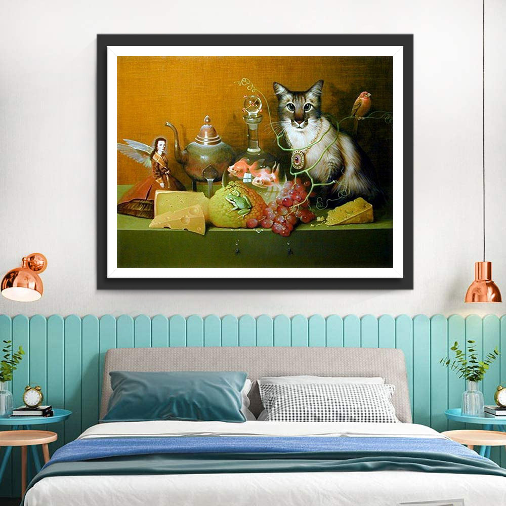 Cat and Fruits Diamond Painting