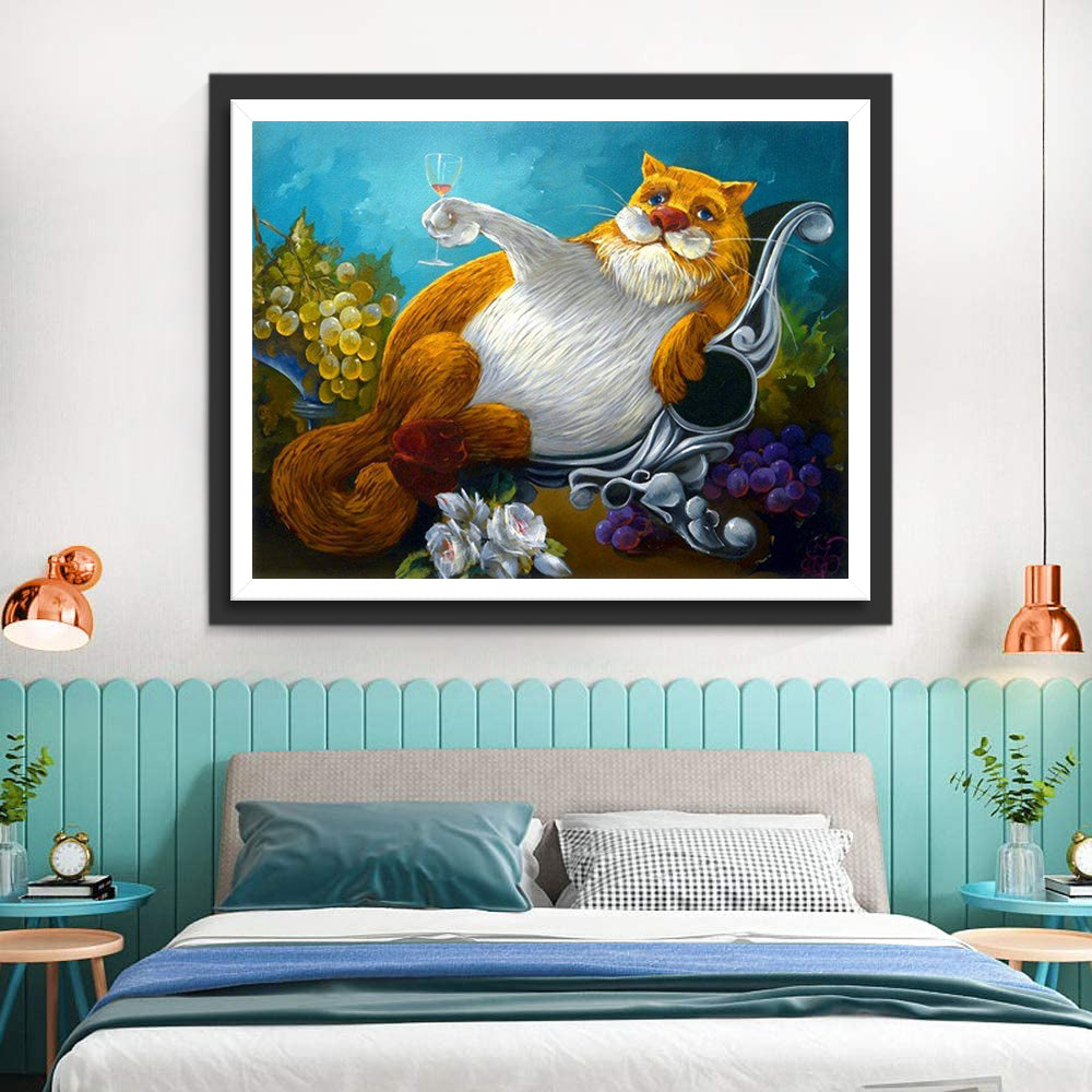 Fat Drunk Cat Diamond Painting
