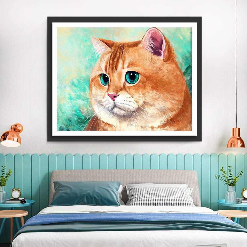Fat blue eyed cat Diamond Painting