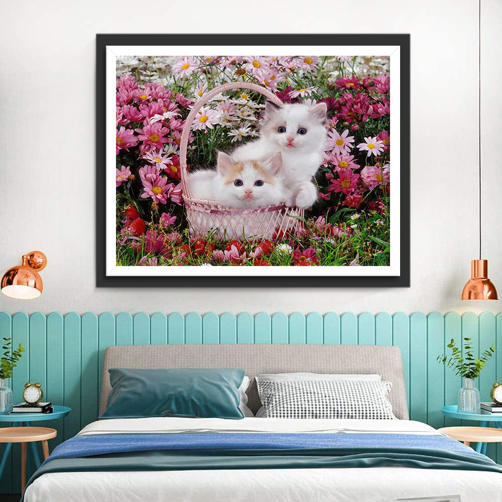 Two Kittens in a Basket Diamond Painting