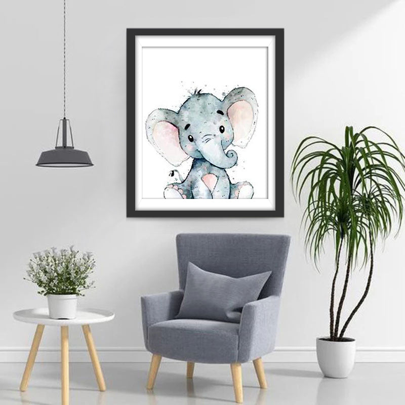 Cute Grey Baby Elephant Cartoon for Kids 5D DIY Diamond Painting Kits