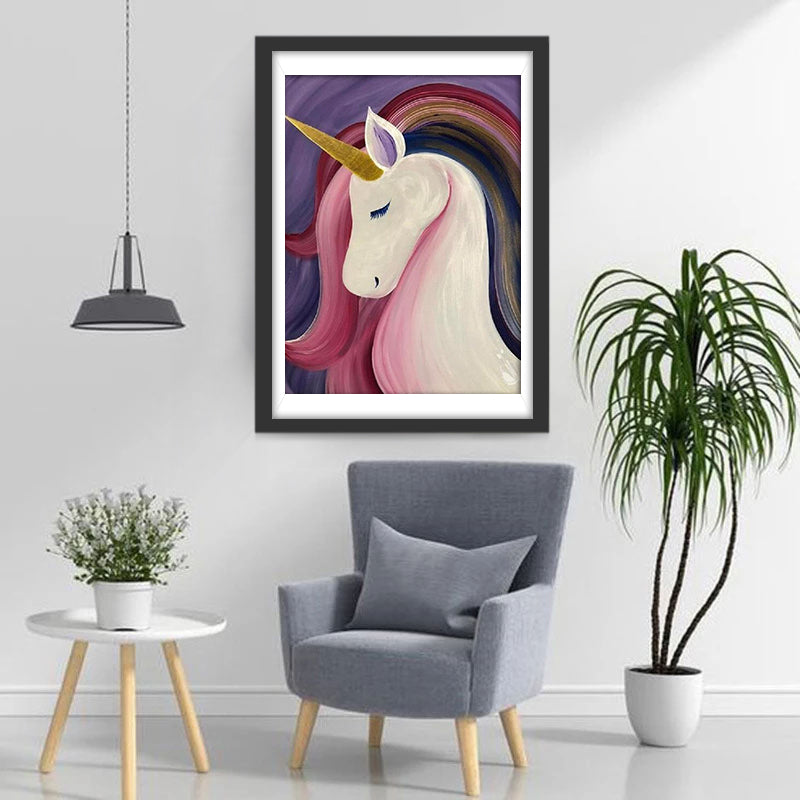 Unicorn with Closed Eyes Diamond Painting