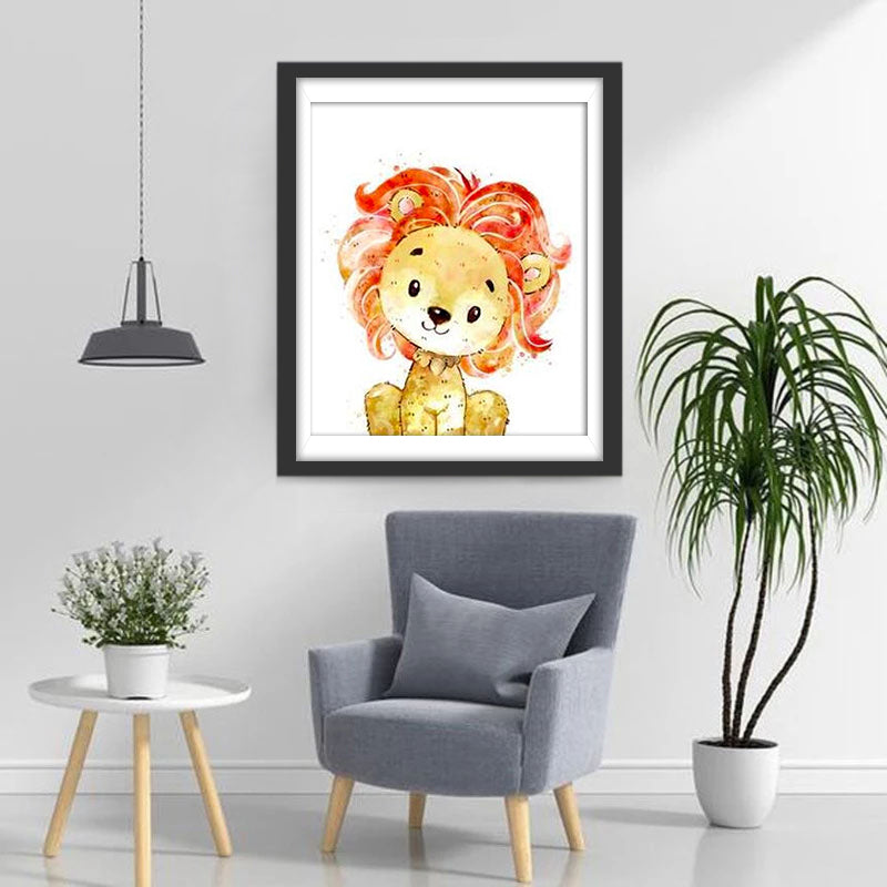 Cute Red Mane Lion Cartoon Kids Diamond Painting