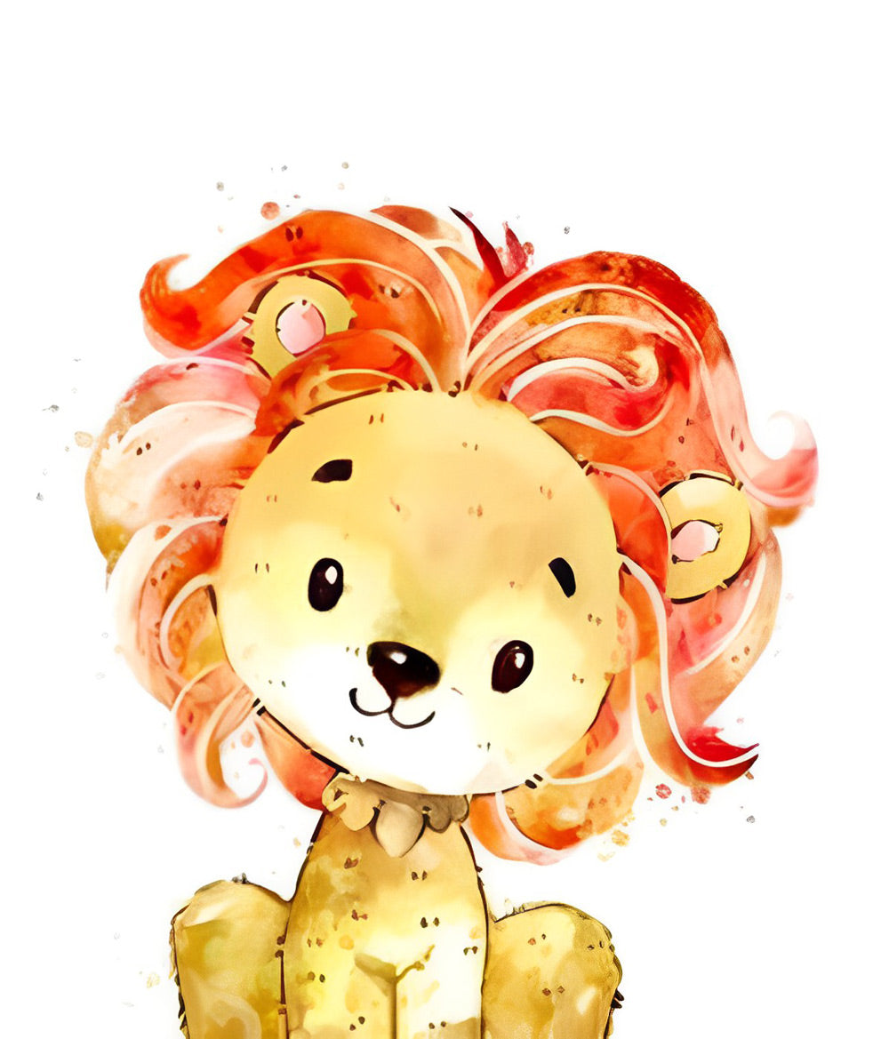 Cute Red Mane Lion Cartoon Kids Diamond Painting