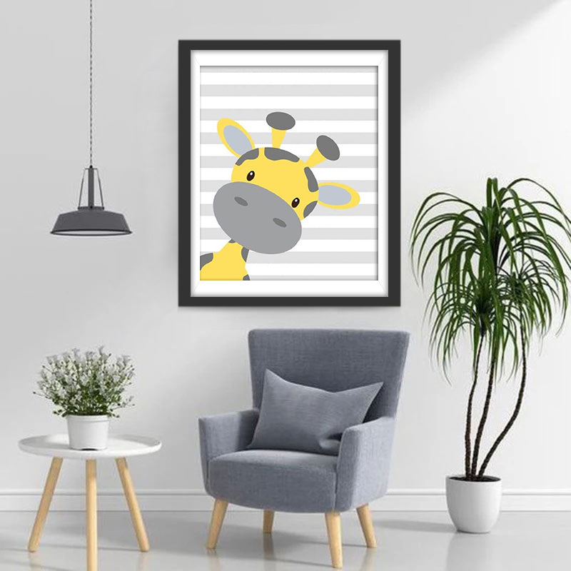 Cartoon Giraffe Leaning Diamond Painting