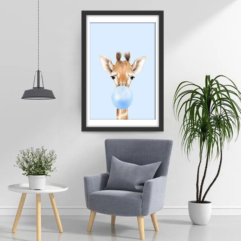 Giraffe and Blue Ball Diamond Painting