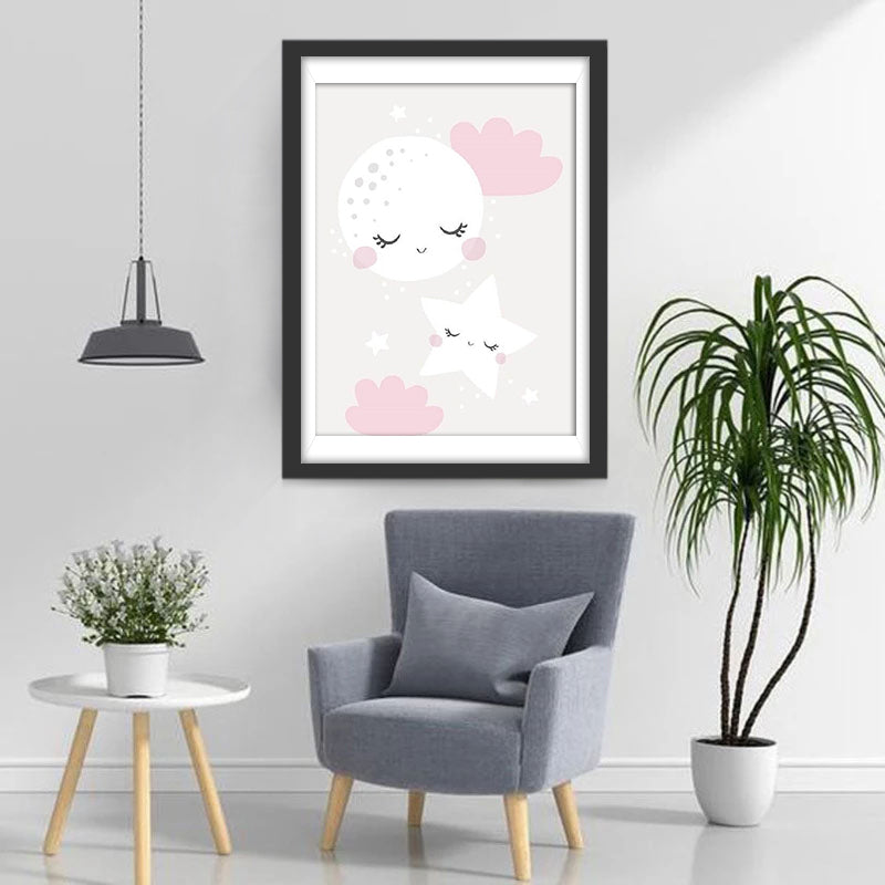 Cartoon Moon and Star Diamond Painting