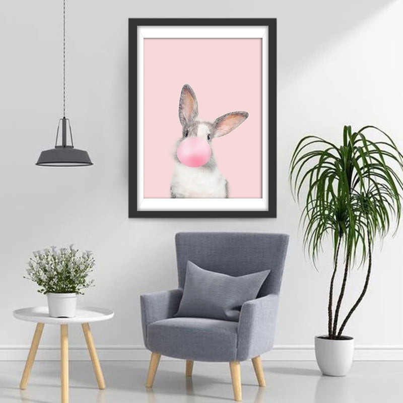 Cute Rabbit and Bubble Gum Diamond Painting