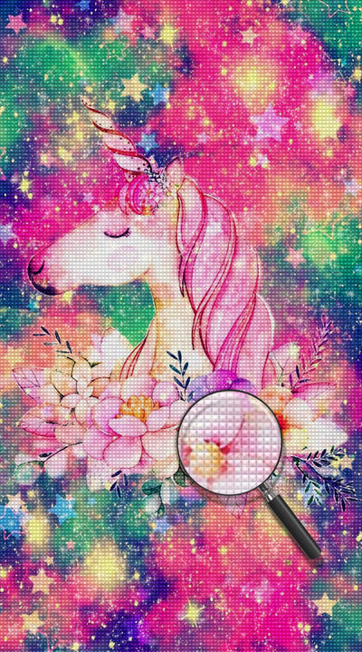 Pink Unicorn and Flowers 5D DIY Diamond Painting Kits