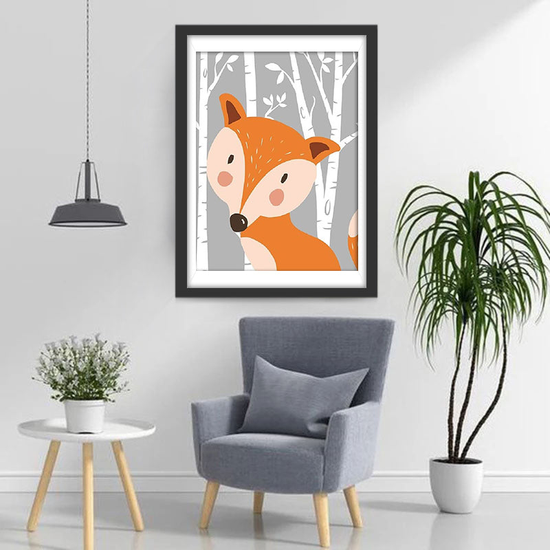 Cute Red Fox Cartoon Diamond Painting