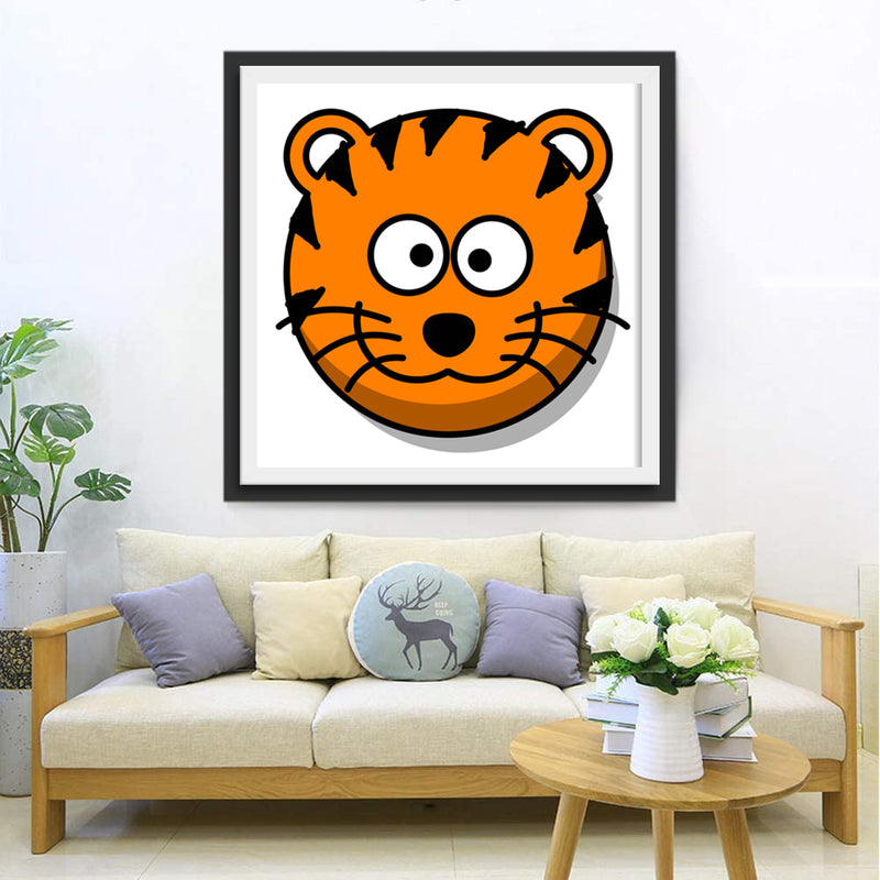 Cartoon Orange Tiger Round Face 5D DIY Diamond Painting Kits
