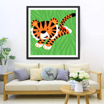 Cartoon tiger on the lawn 5D DIY Diamond Painting Kits