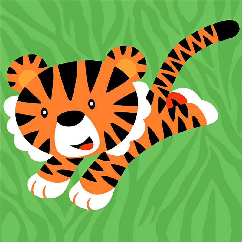 Cartoon tiger on the lawn 5D DIY Diamond Painting Kits