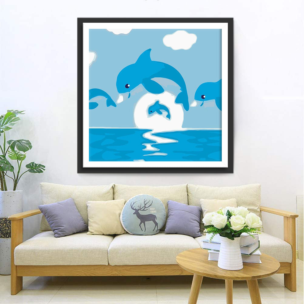 Cartoon Dolphins for Kids Diamond Painting