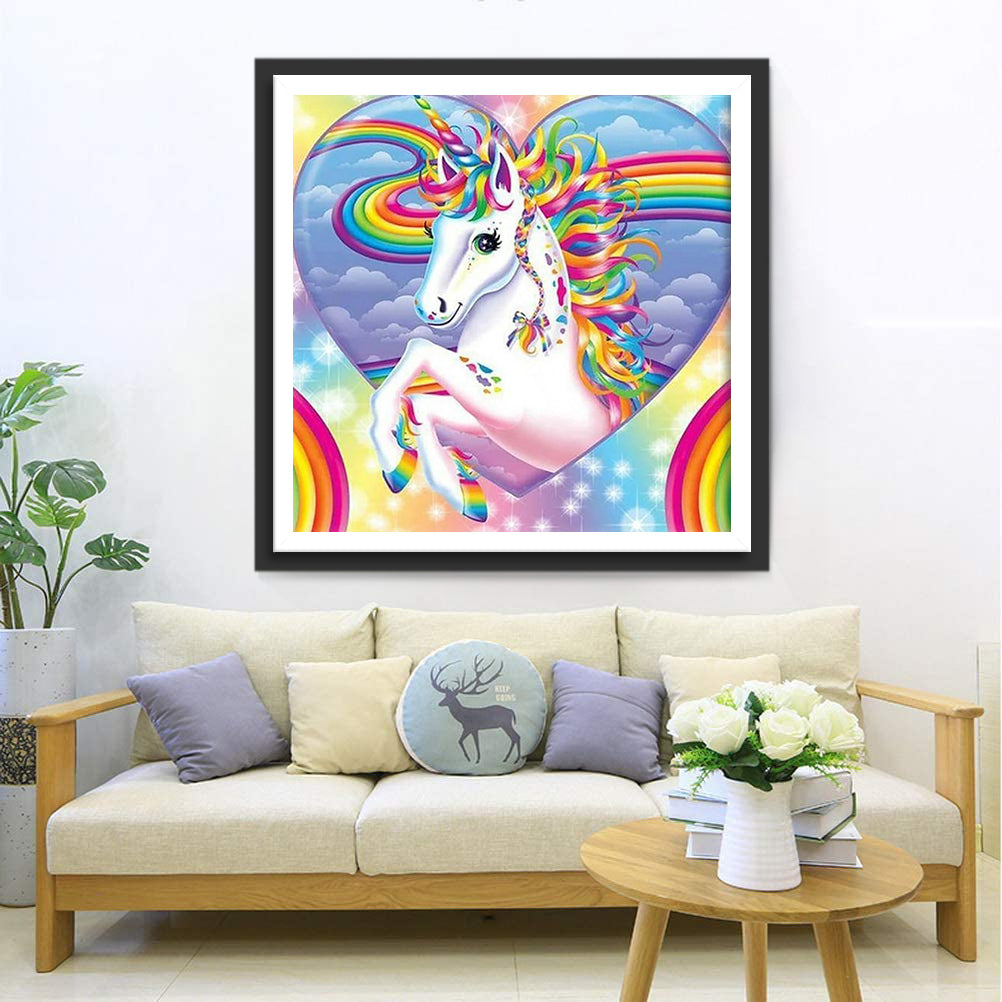 Unicorn, Heart and Rainbow Diamond Painting